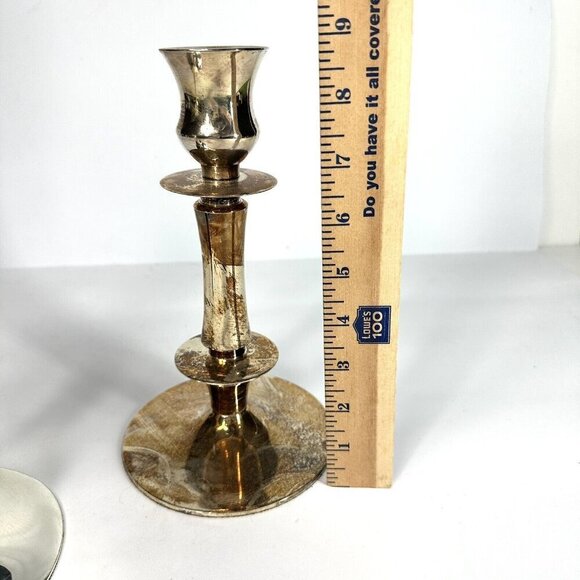 Set of Two 2 Silverplated Candle Holders Vintage 8.5" Unbranded Used Sticks - Picture 6 of 10